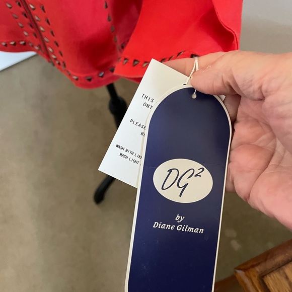 Diane Gilman Beautiful Orange Denim Jacket Stud Design Size 1X NWT - Picture 2 of 13